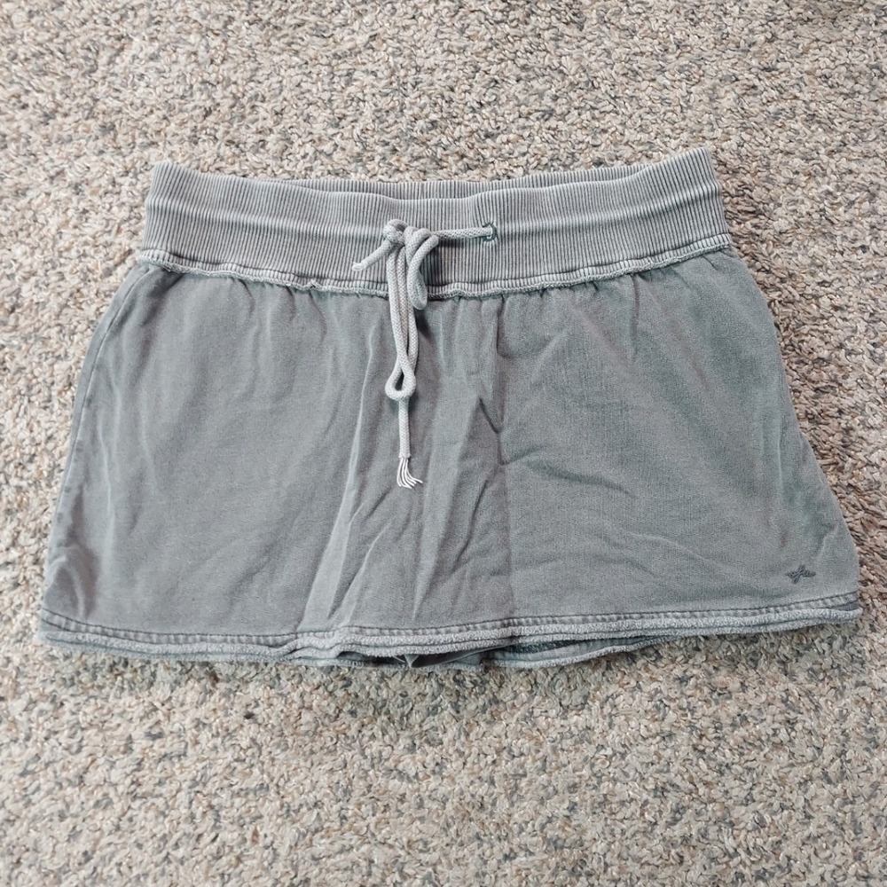 Out From Under Skort Women S Grey Faded Ribbed Waistband Casual Lounge MiniSkirt
